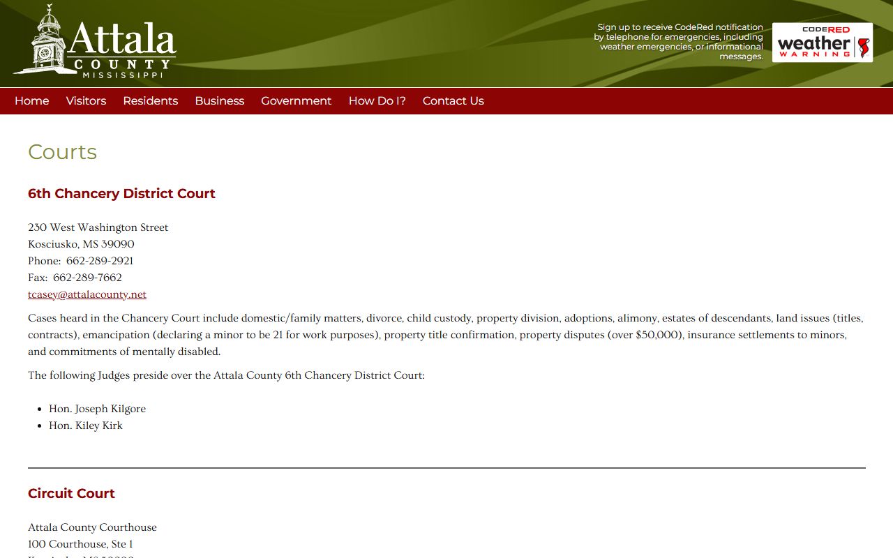 Attala County court records after jail arrest court contacts